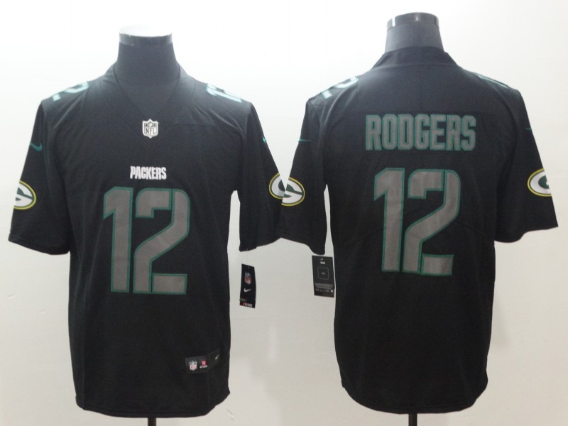 Men's Green Bay Packers #12 Aaron Rodgers Black Alternate Jersey